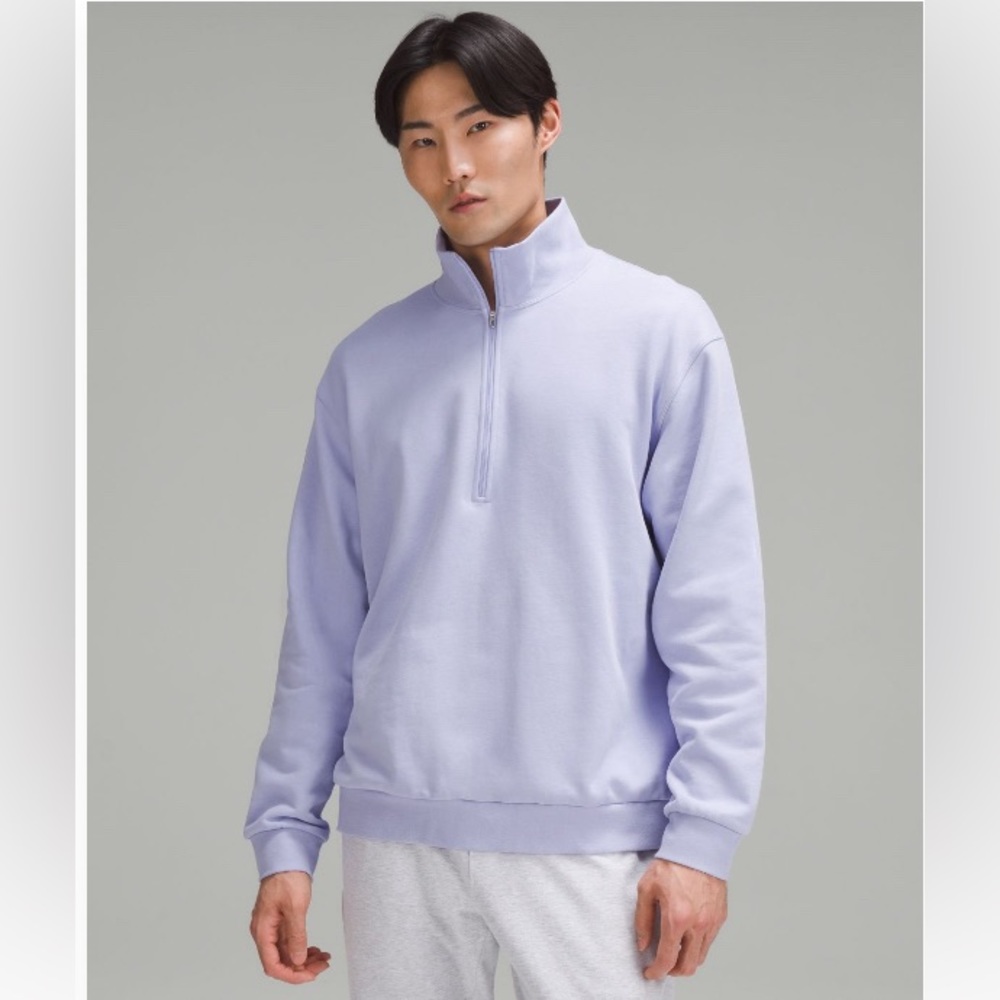 French Terry Oversized Half Zip in Lilac Smoke size small